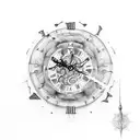 Cracked clock with rose tattoo design idea