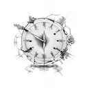 Cracked clock with rose tattoo design idea