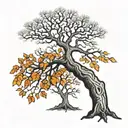 leafless tree with Jahseh underneath the tree tattoo design idea