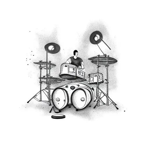 graffiti drummer making beats tattoo design idea