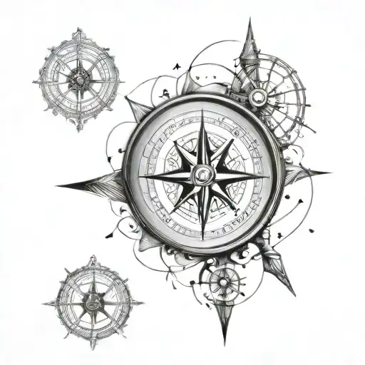 Compass with coordinates 40.N, 37.E, 48.N, 8 E tattoo design idea