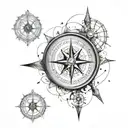 Compass with coordinates 40.N, 37.E, 48.N, 8 E tattoo design idea