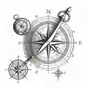 Compass with coordinates 40.N, 37.E, 48.N, 8 E tattoo design idea