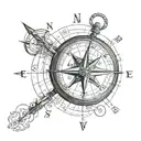 Compass with coordinates 40.N, 37.E, 48.N, 8 E tattoo design idea