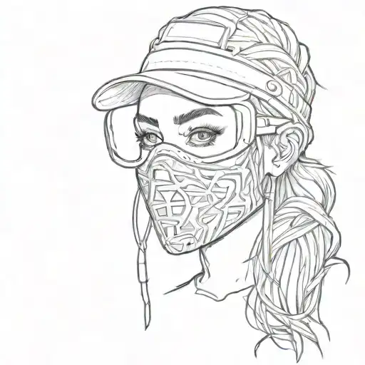 ski mask girl tattoo design idea