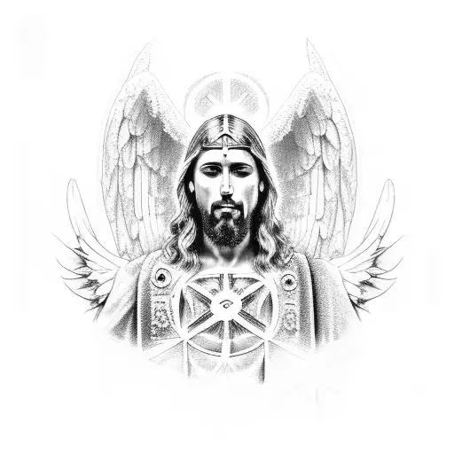 angel warrior jesus  tattoo design idea
