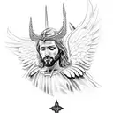 angel warrior jesus  tattoo design idea