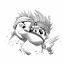 Club Penguin characters dressed as Miley Cyrus and Hannah Montana tattoo design idea