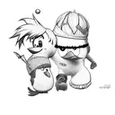 Club Penguin characters dressed as Miley Cyrus and Hannah Montana tattoo design idea