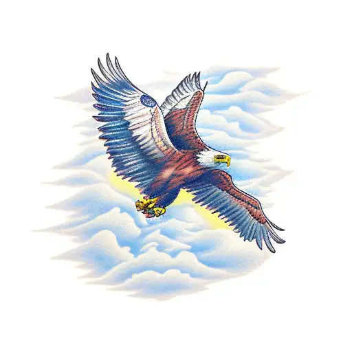 Majestic eagle soaring through the clouds tattoo design idea