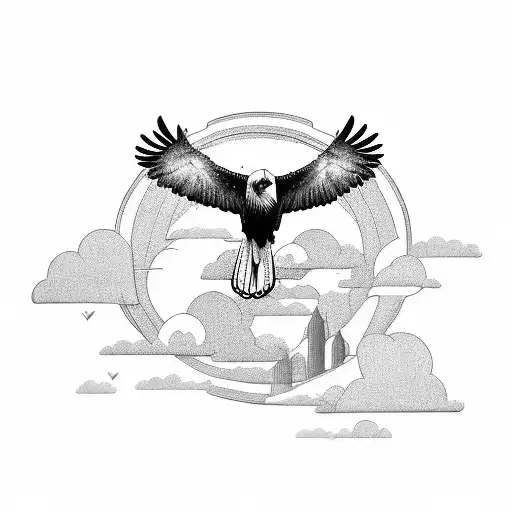 Majestic eagle soaring through the clouds tattoo design idea