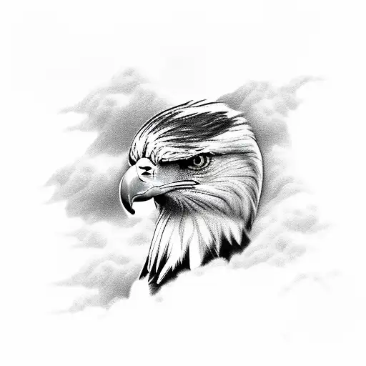 Majestic eagle soaring through the clouds tattoo design idea