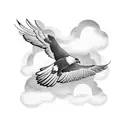 Majestic eagle soaring through the clouds tattoo design idea