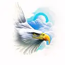 Majestic eagle soaring through the clouds tattoo design idea