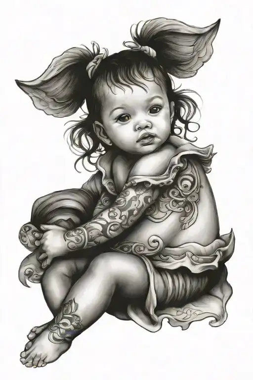Ivory baby girl tattoo design idea
