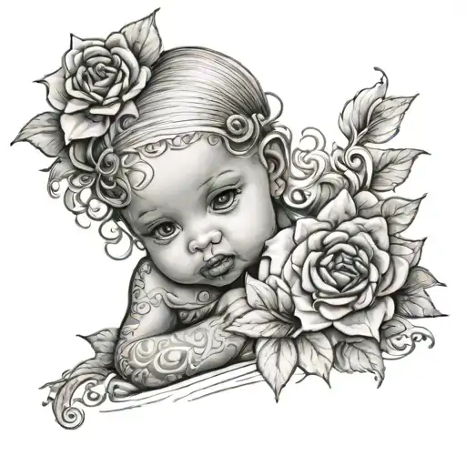 ivory baby girl tattoo design idea