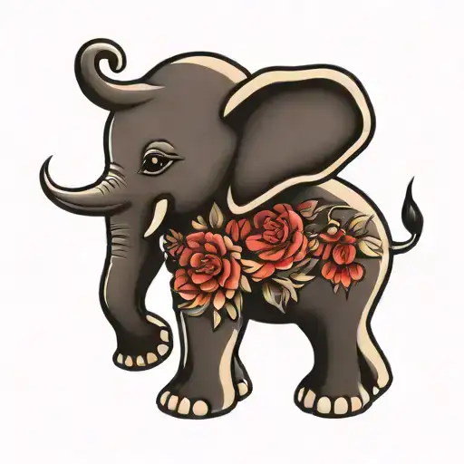 ivory baby elephant tattoo design idea