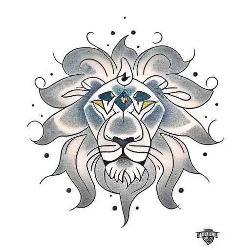 Lion sun tattoo design idea