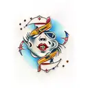 kiss lips tattoo design idea
