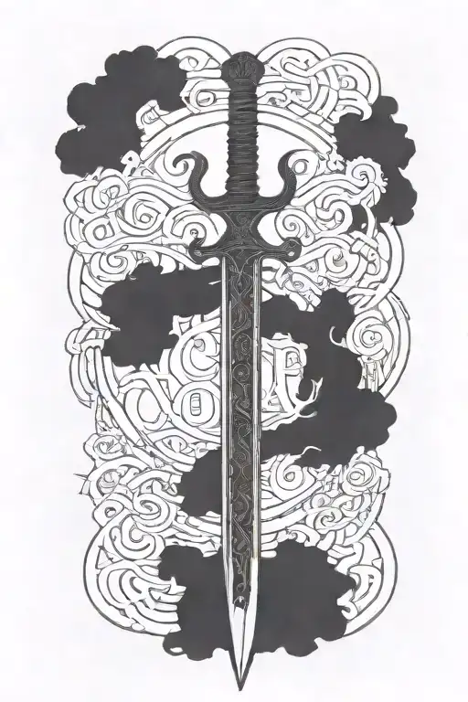 words carpe omnia with sword tattoo design idea