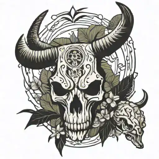 Traditional rwandese tutsi print with wankole cattle skull silhouette and traditional prints for chest tattoo design idea