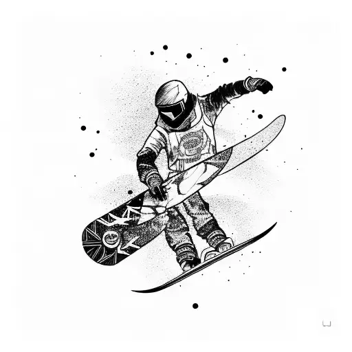 snowboarder and skateboarder tattoo design idea