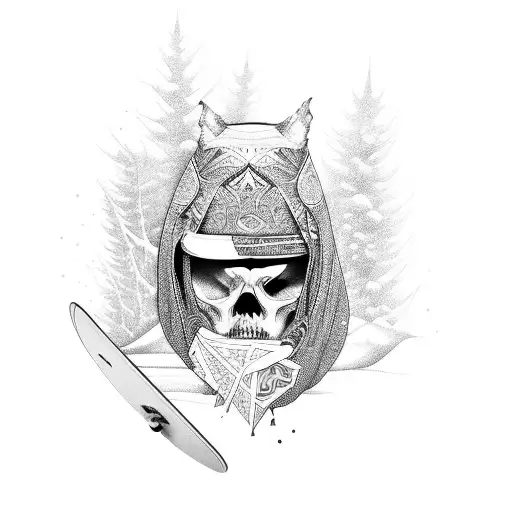 half snowboarder and half skateboarder tattoo design idea