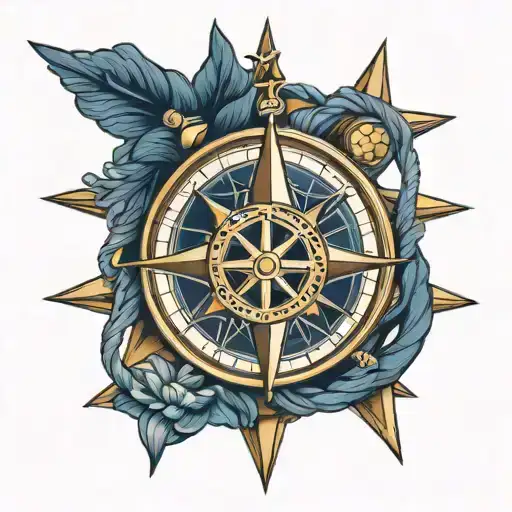 navy portugal ropes compass tattoo design idea