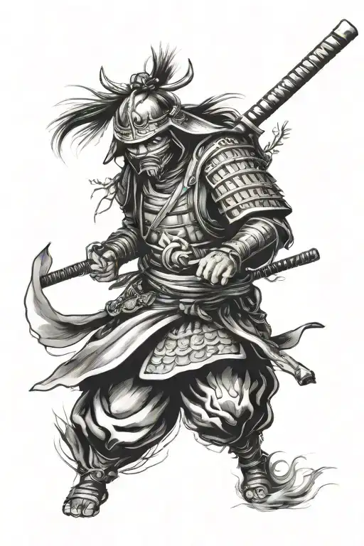 samurai in mask sideways tattoo design idea