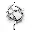 ripped cracked skin, brick wall inside  tattoo design idea