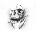 ripped cracked skin, brick wall inside  tattoo design idea