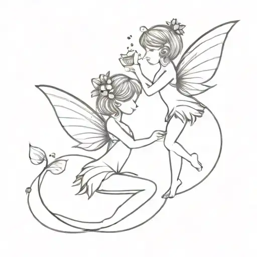 twin fairy tattoo design idea
