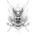 Bottle of jagermeister with lizzard on it tattoo design idea
