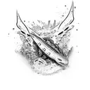 Bottle of jagermeister with lizzard on it tattoo design idea