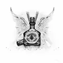 Bottle of jagermeister with lizzard on it tattoo design idea