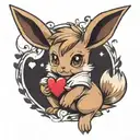 Eevee holding a heart shape tattoo design idea