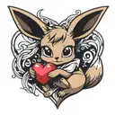 Eevee holding a heart shape tattoo design idea