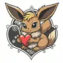 Eevee holding a heart shape tattoo design idea