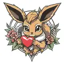 Eevee holding a heart shape tattoo design idea
