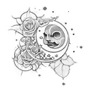 sun and moon with flower vines and roses with stars  tattoo design idea