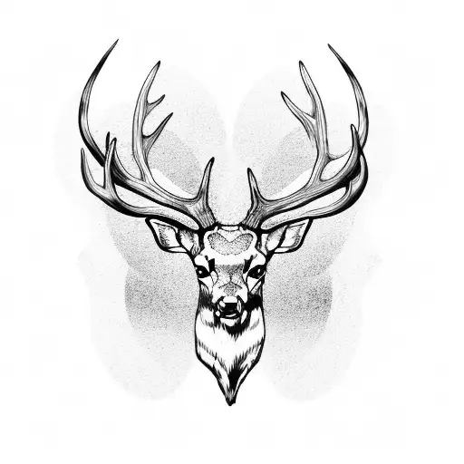 deer, elk skull, turkey feathers, tattoo design idea