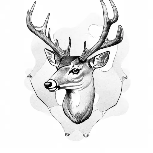 deer, elk skull, turkey feathers, nature tattoo design idea