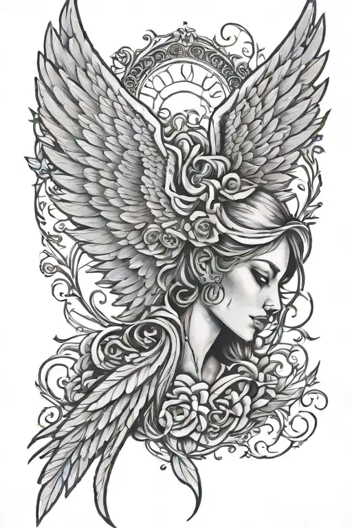 Fallen angel wing tattoo design idea