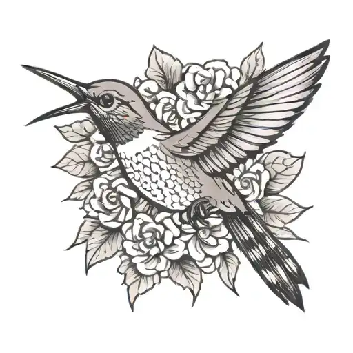 BLESSING HUMMINGBIRD CARDINAL tattoo design idea