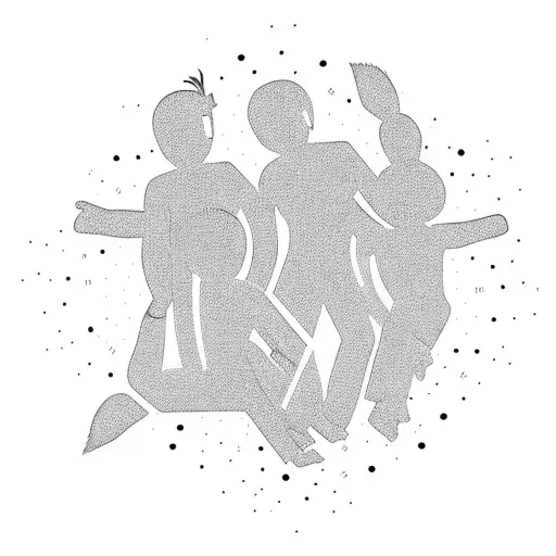 falling people holding each other during hard times tattoo design idea