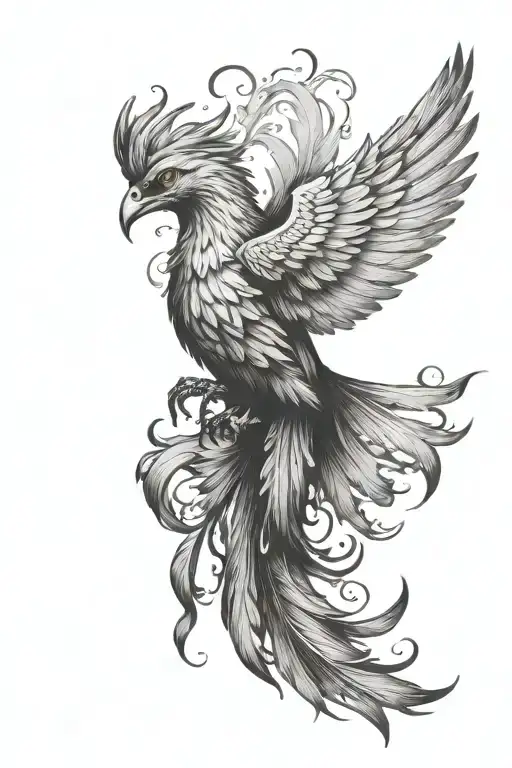 phoenix rising with feathers falling  tattoo design idea