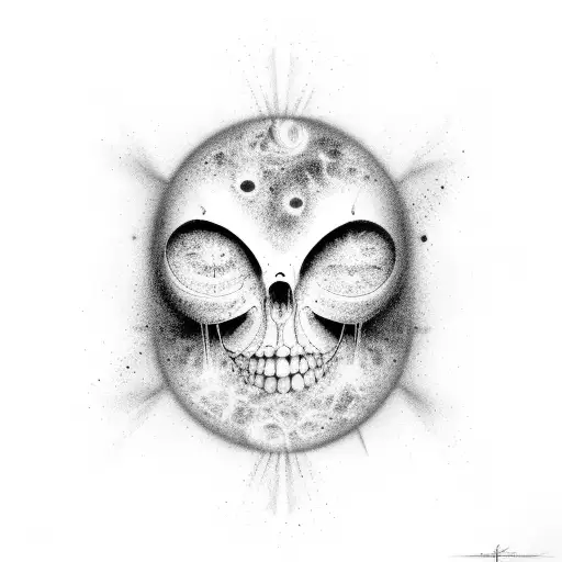 universe, depression, darkness, black and white tattoo design idea