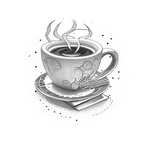 coffee with books tattoo design idea