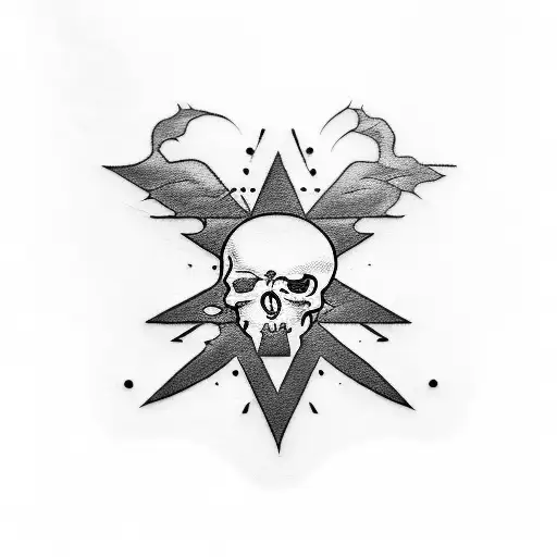 A rock-themed tattoo featuring a caveira and religious symbols tattoo design idea