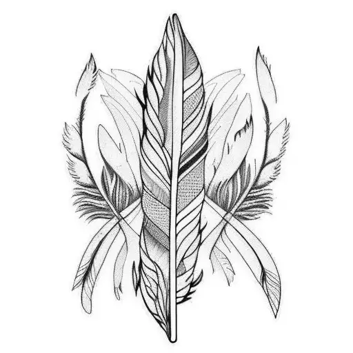 feather and birds tattoo design idea